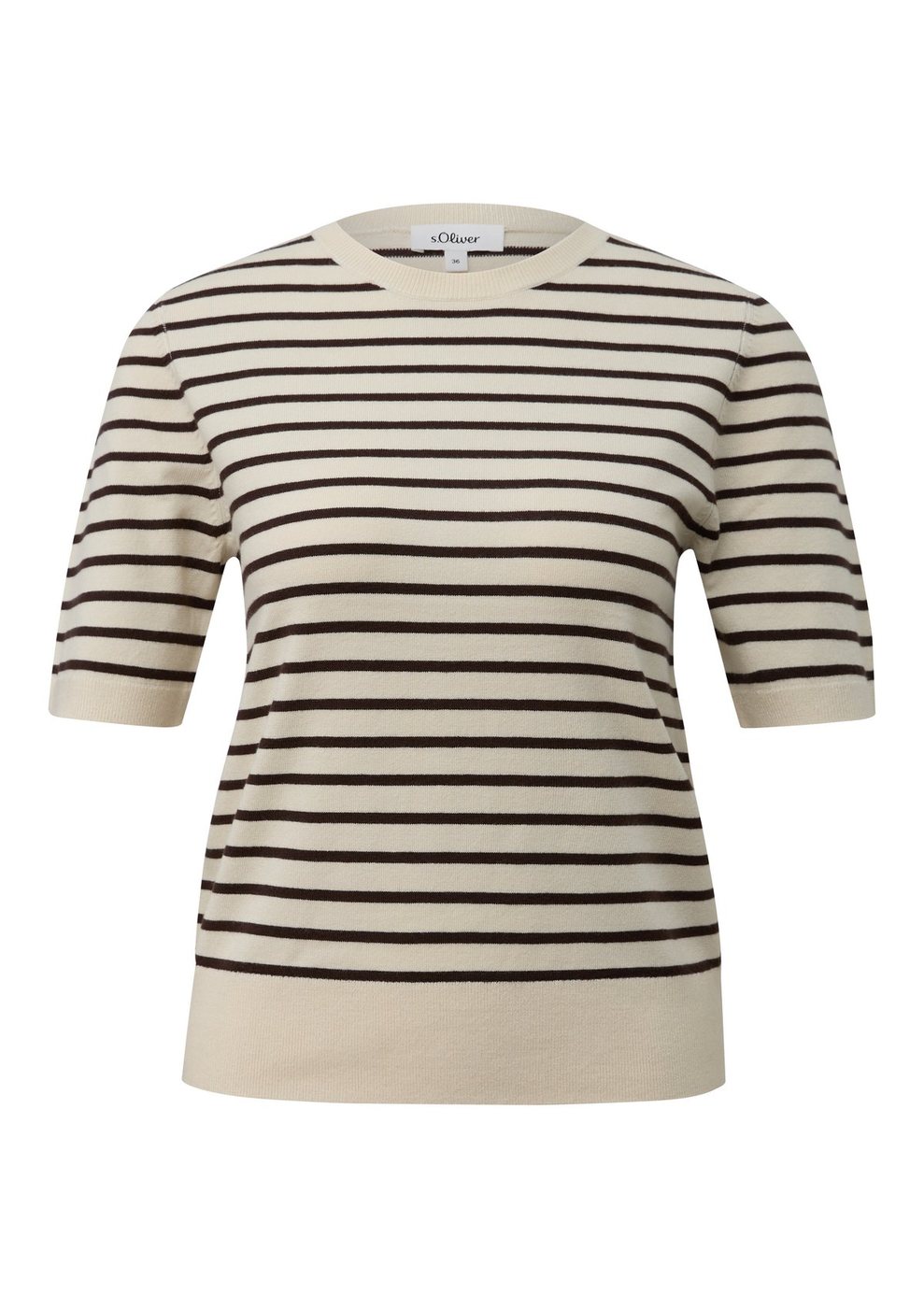 s.Oliver Strickpullover mit Rundhalsausschnitt im Regular Fit – BROWN