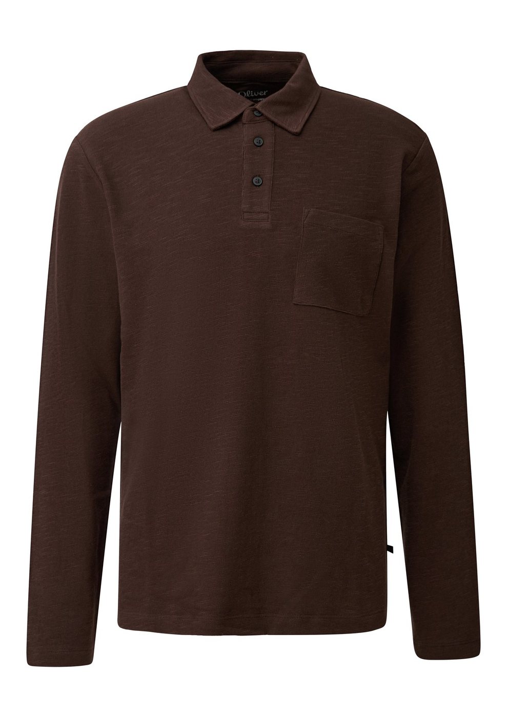 s.Oliver Poloshirt aus Flammgarn-Jersey mit Brusttasche – BROWN