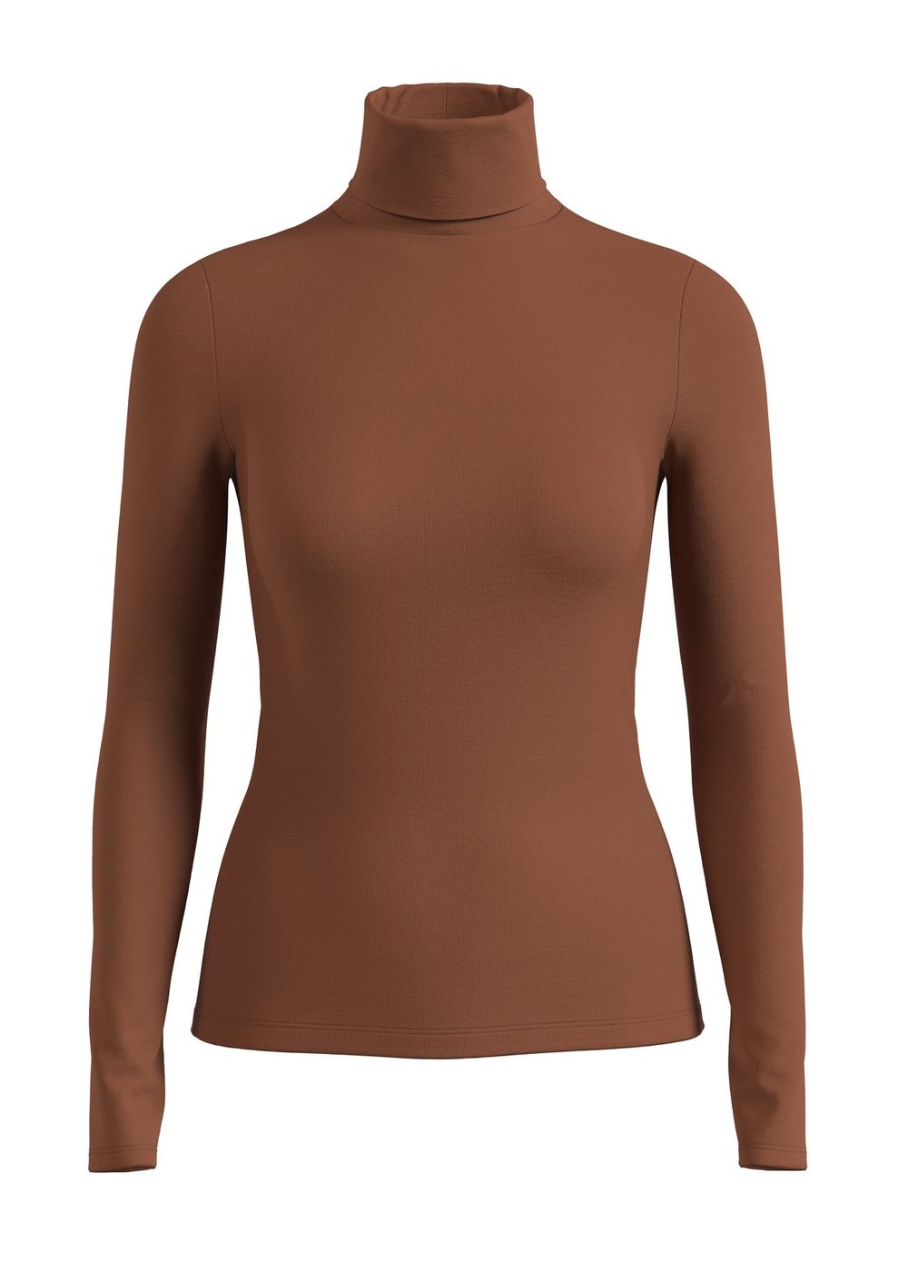 s.Oliver Langarm-Shirt im Slim Fit mit Rollkragen – BROWN