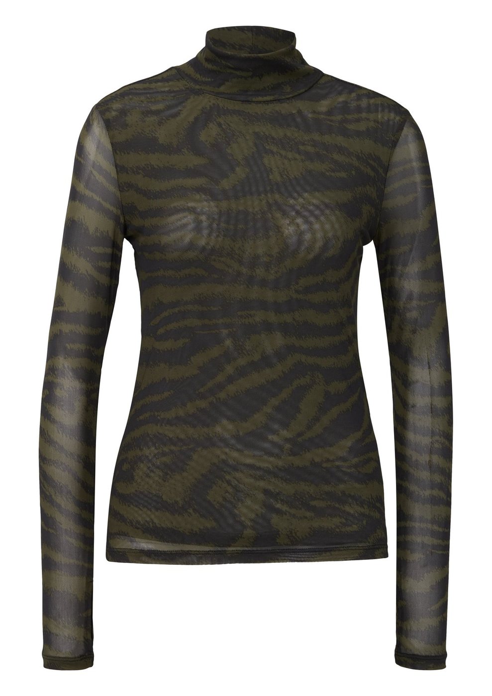 s.Oliver Langarm-Shirt mit All-over-Print und Rollkragen im Slim Fit – GREEN