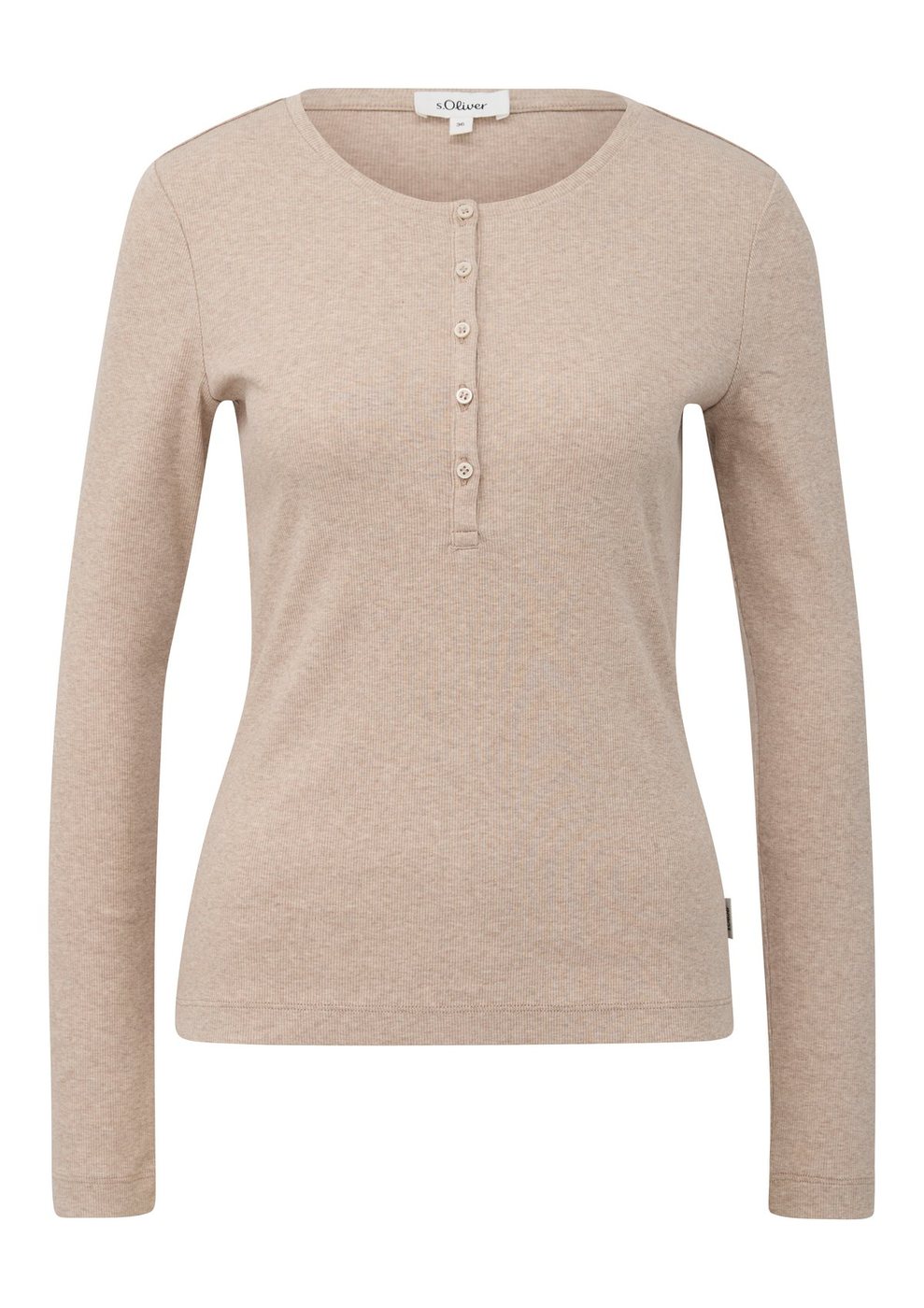 s.Oliver Slim Fit T-Shirt mit Knopfleiste – BROWN