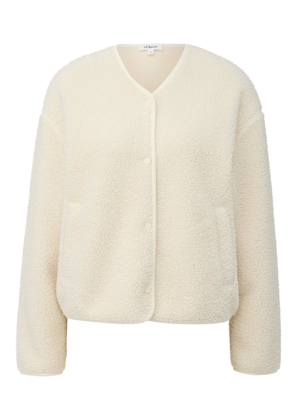 s.Oliver Teddy Jacke mit Knopfverschluss im Relaxed Fit – WHITE