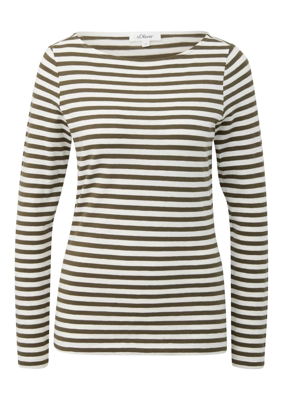 s.Oliver Langarm-Shirt im Slim Fit mit Streifen aus weichem Jersey – GREEN