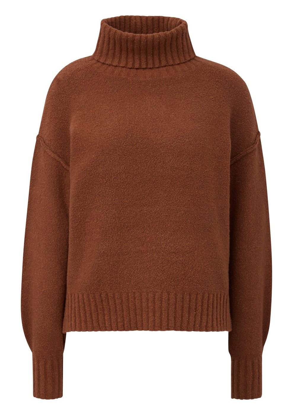 s.Oliver Bouclé Strickpullover mit Rollkragen – BROWN