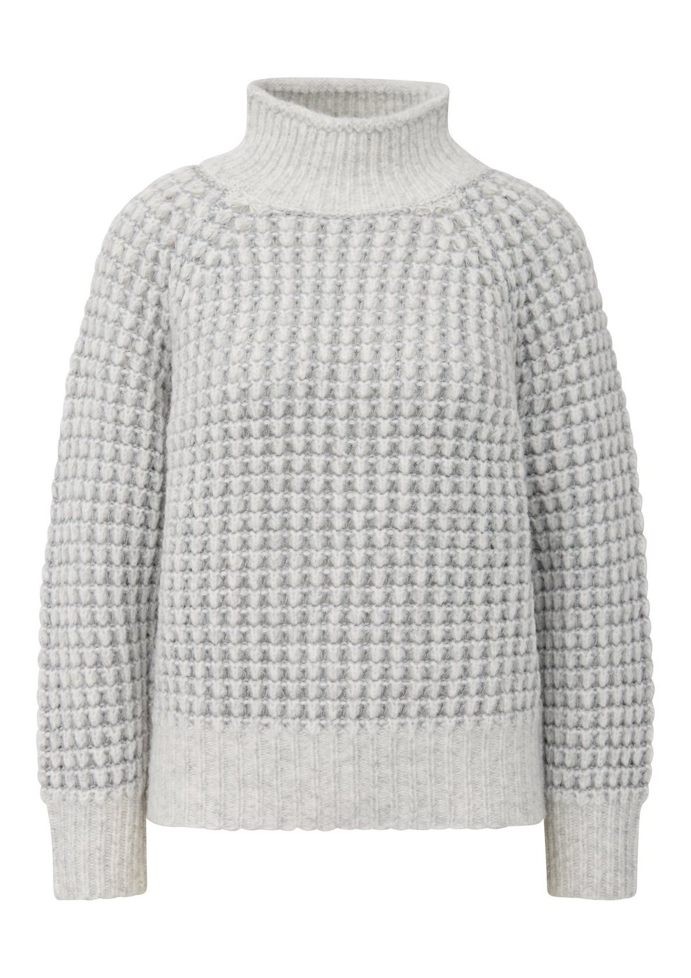 s.Oliver Strickpullover mit Stehkragen und Struktur – GREY/BLACK