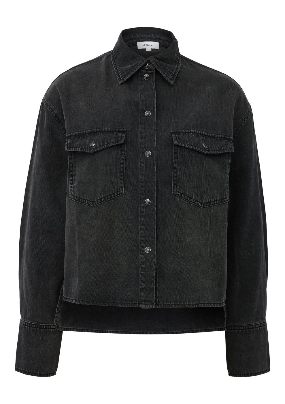 s.Oliver Denim Bluse mit Pattentaschen – GREY/BLACK