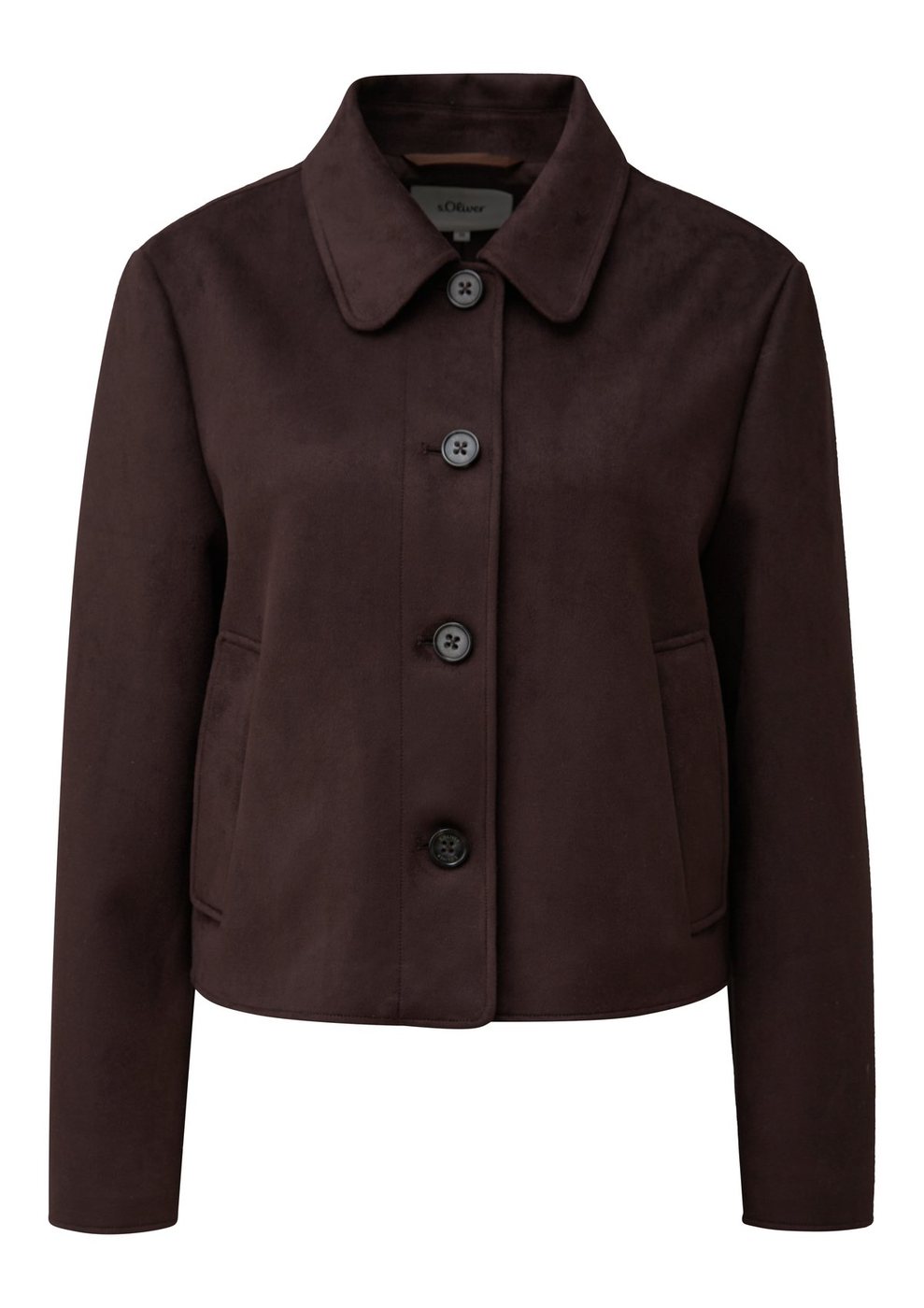 s.Oliver Jacke in Velousleder-Optik mit Hemdkragen – BROWN
