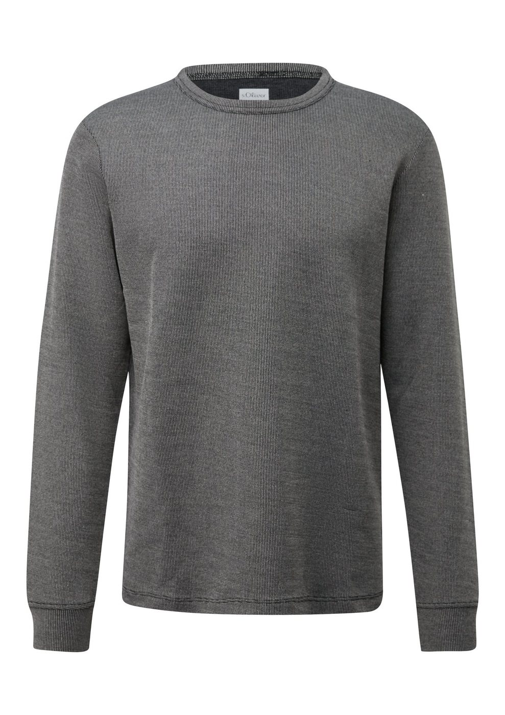 s.Oliver Geripptes Longsleeve aus weichem Doubleface-Jersey – GREY/BLACK
