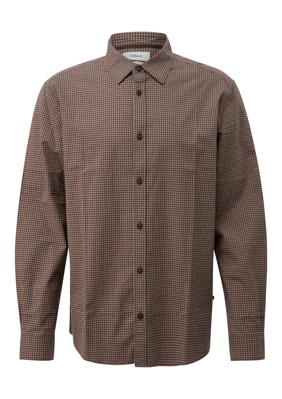 s.Oliver Regular Fit: Kariertes Hemd mit Kentkragen – BROWN