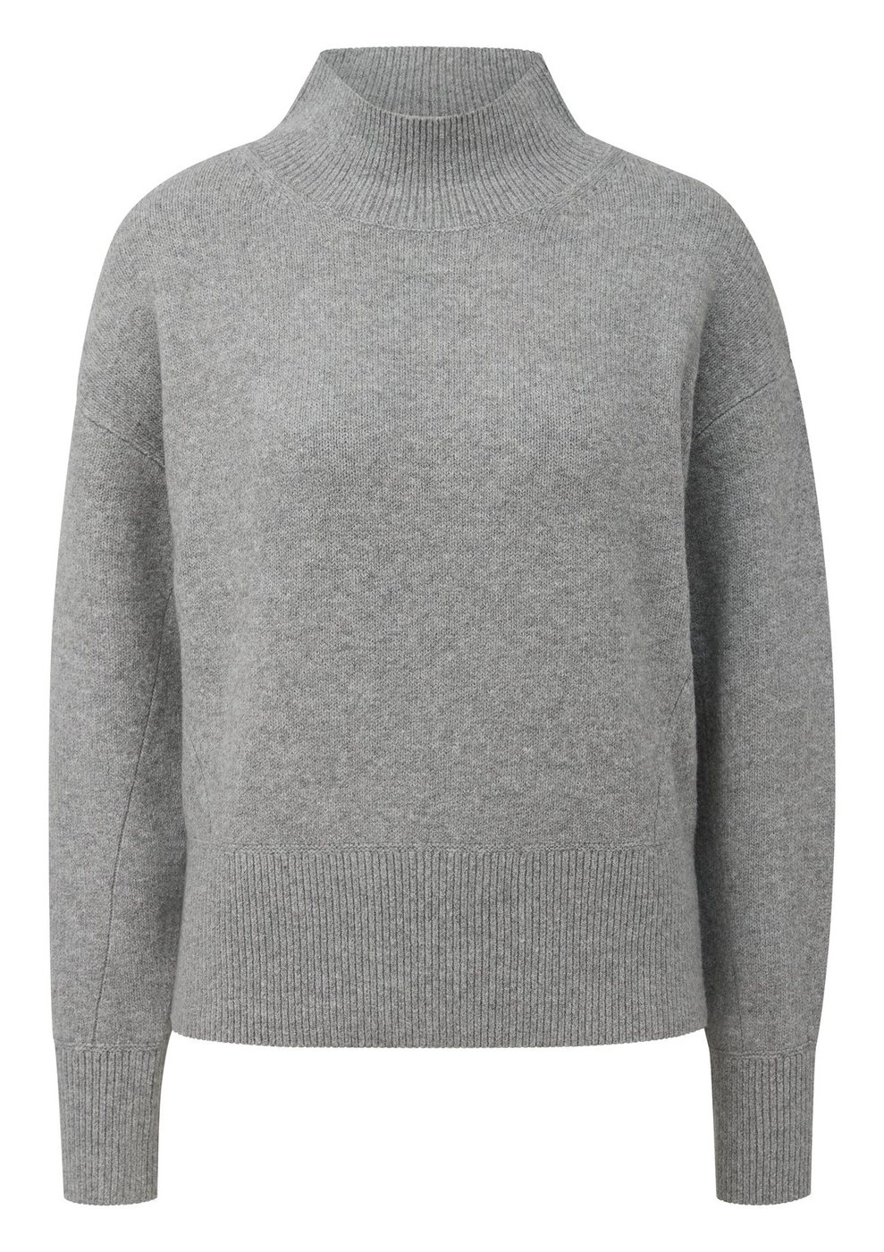 s.Oliver Strickpullover mit Rollkragen und Rippbündchen – GREY/BLACK