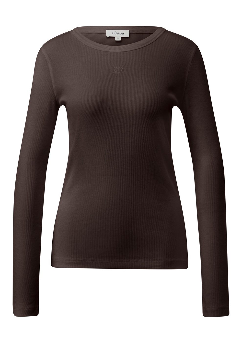 s.Oliver Langarm-Shirt mit Stickerei – BROWN