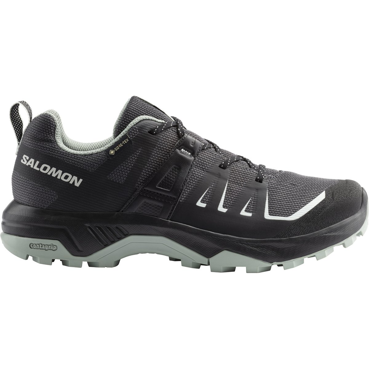 Salomon SHOES EXTEND GTX W Asphalt/Bla – Asphalt/Black/Green Milieu