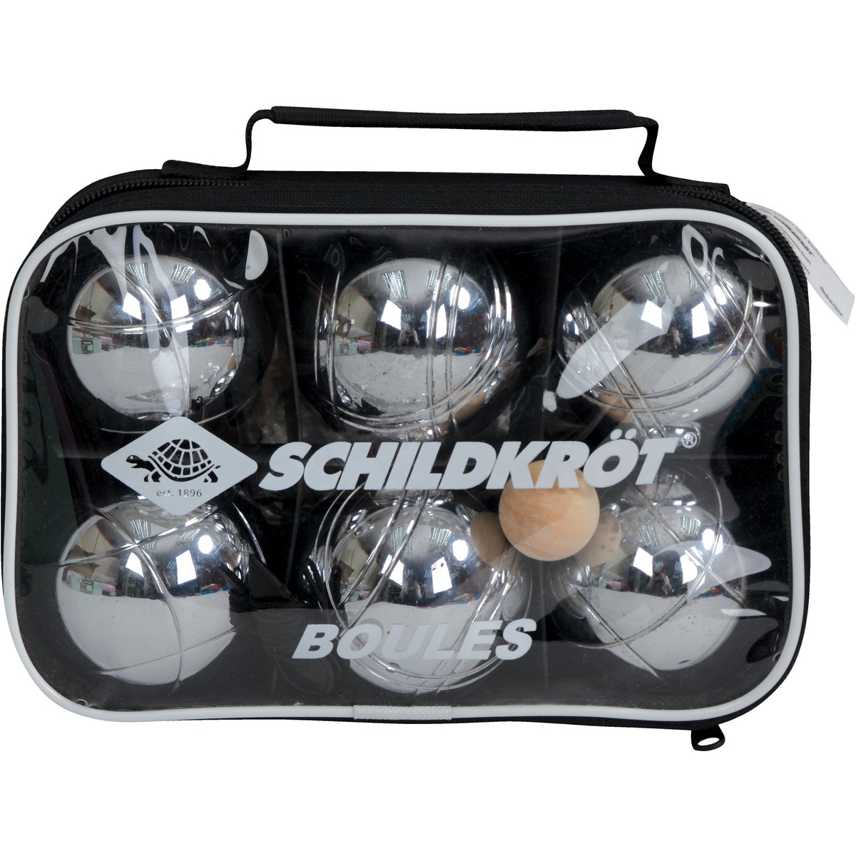 Schildkröt =STAHL BOCCIA Set, 2x3 Stahlkugeln+Zielkugel, Tragetasche – KEINE FARBE