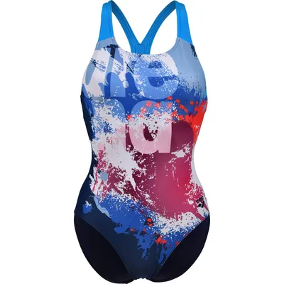 Arena WOMEN'S ARENA WAVES BREAKING S – NAVY MULTI-NAVY-TURQUOISE