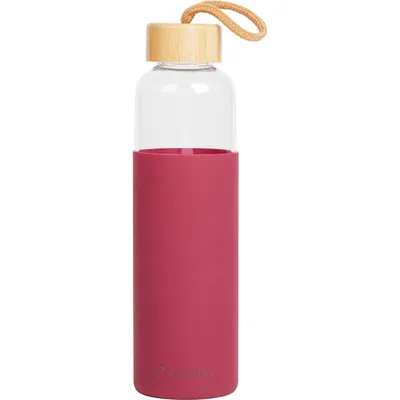 Energetics Trinkflasche Glass Bottle Bamboo II 0.55 – Dunkelrot / Weinrot
