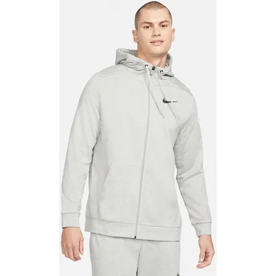 Nike Dri-FIT Hoodie mit Reißverschluss FL Trainingsjacke Herren – Dunkelgrau meliert / Schwarz
