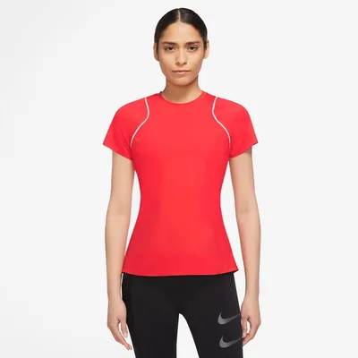 Nike Dri-FIT Run Division Laufshirt Kurzarm Damen – LT CRIMSON/BLACK