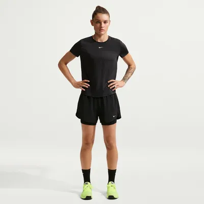 Nike One Dri-FIT HR 3IN 2N1 Shorts Damen – BLACK/WHITE