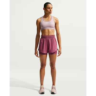 Nike One Dri-FIT HR 3IN 2N1 Shorts Damen – Pink Rauchgrau / Weiß