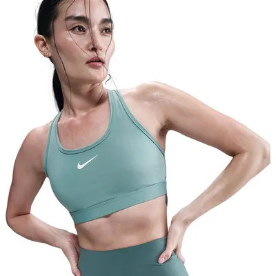 Nike Swoosh Sport-BH mittlerer Halt Damen – CANNON/WHITE