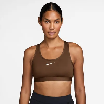 Nike Swoosh Sport-BH mittlerer Halt Damen – CACAO WOW/WHITE