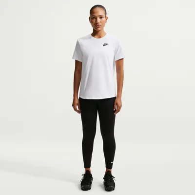 Nike Sportswear Club Kurzarm T-Shirt Damen – Weiß / Schwarz