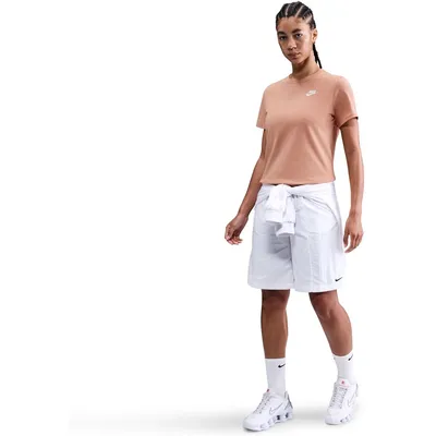 Nike Sportswear Club Kurzarm T-Shirt Damen – Rosa Gold / Weiß