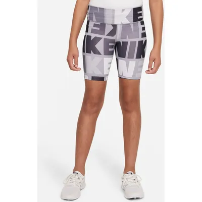 Nike One Dri-FIT Bike Shorts Logo Print Kinder – LT SMOKE GREY/BLACK/WHITE