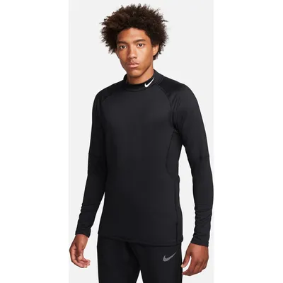 Nike Pro Warm Sweatshirt Langarm MOCK Herren – BLACK/WHITE