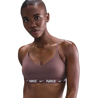 Nike Dri-FIT Indy Sport-BH leichter Halt Damen – TATTOO/TATTOO/WHITE