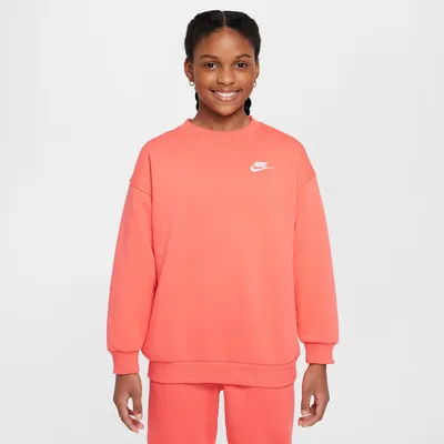Nike Sportswear Club Fleece Oversized Crew Sweatshirt LBR Kinder – MAGIC EMBER/WHITE