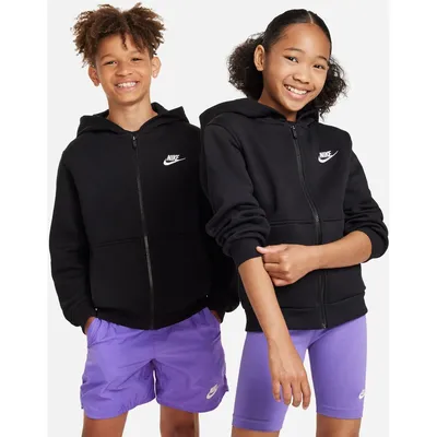 Nike Sportswear Club Fleece Hoodie Langarm mit Reißverschluss LBR Kinder – BLACK/WHITE