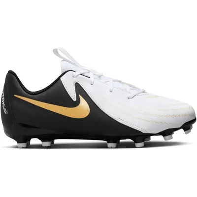 Nike Phantom GX II Academy Fußballschuh FG/MG Kinder – WHITE/BLACK-MTLC GOLD COIN
