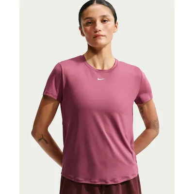 Nike One Classic Dri-FIT Kurzarm T-Shirt Damen – Pink Rauchgrau / Weiß