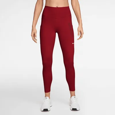 Nike One Dri-FIT HR 7/8 PKT Tights Damen – TOUGH RED/WHITE