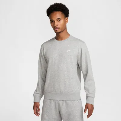 Nike Club FT Crew Shirt Herren – Dunkelgrau meliert / Weiß
