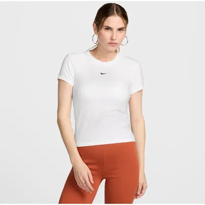 Nike T-Shirts/Tanks ku.Arm Da Nike Sportswear Chill Knit Damen-T-Shirt – Weiß / Schwarz