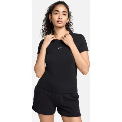 Nike T-Shirts/Tanks ku.Arm Da Nike Sportswear Chill Knit Damen-T-Shirt – Schwarz / Weiß