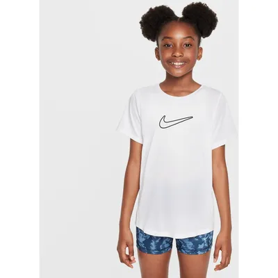 Nike Dri-FIT One STD HBR Kurzarm Shirt Kinder – Weiß / Schwarz