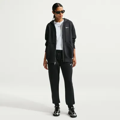 Nike Sportswear PHNX Fleece MR Hose STD Damen – Schwarz / Cremeweiß