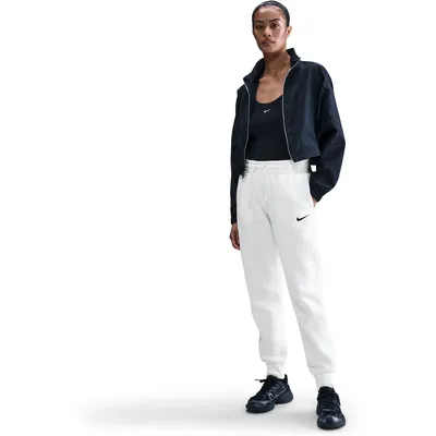 Nike Sportswear PHNX Fleece MR Hose STD Damen – Cremeweiß / Schwarz