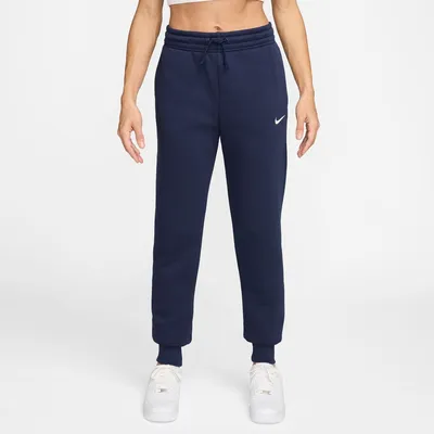 Nike Sportswear PHNX Fleece MR Hose STD Damen – MIDNIGHT NAVY/SAIL