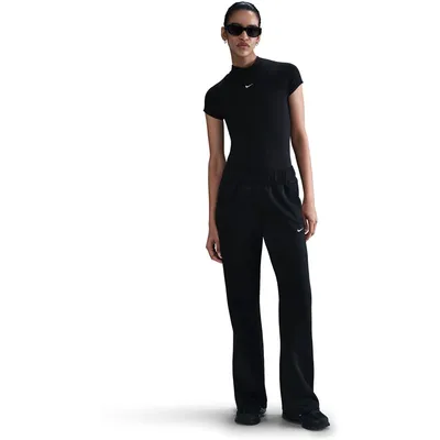 Nike Sportswear WR MR Poly Knit Hose Damen – BLACK/BLACK/WHITE