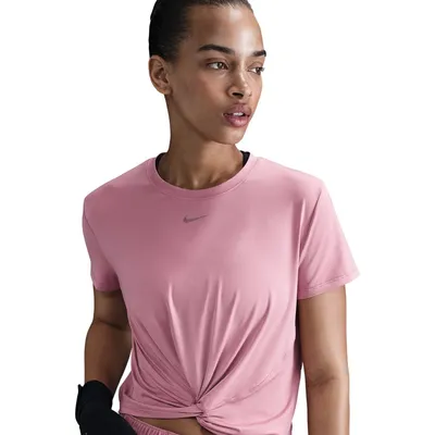 Nike One Classic TWST Kurzarm Top Damen – ELEMENTAL PINK/BLACK
