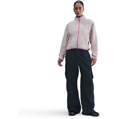 Nike Sportswear Club Fleece LSE CZY Track-Jacke Damen – SILT RED/PLAYFUL PINK