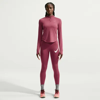Nike Dri-FIT Tempo HZ Langarm Laufshirt Damen – PINK SMOKE/REFLECTIVE