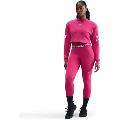 Nike Pro Dri-FIT Fleece Crew TT GRX Sweatshirt Damen – RUSH PINK/PINK FOAM/WHITE