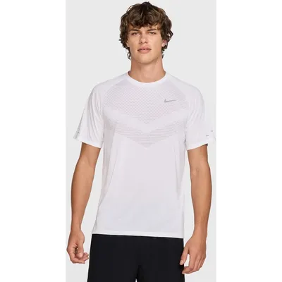Nike Dri-FIT ADV Stride Kurzarm Laufshirt Herren – Weiß / Silber reflektierend