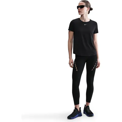 Nike Dri-FIT One Classic Kurzarm Shirt WT Damen – Schwarz / Weiß