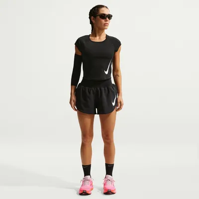 Nike Tempo FLW SWSH MR Dri-FIT Laufshorts Damen – BLACK/REFLECTIVE SILV/WHITE